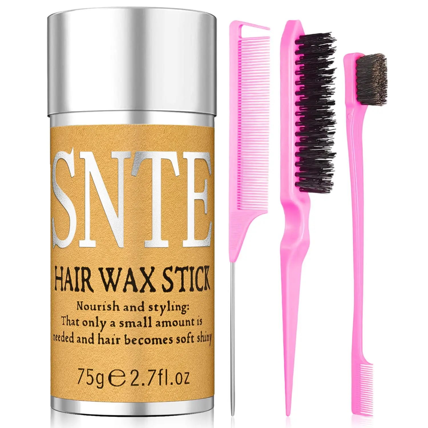 

Non-Greasy Hair Wax Stick Set with Brush for Smooth Frizz Control, Sleek Styles - Women & Kids Styling Accessories