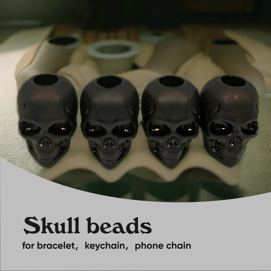 20pcs Acrylic Halloween Skull beads 4.8mm large hole black and white dispersion beads make DIY bracelet accessories