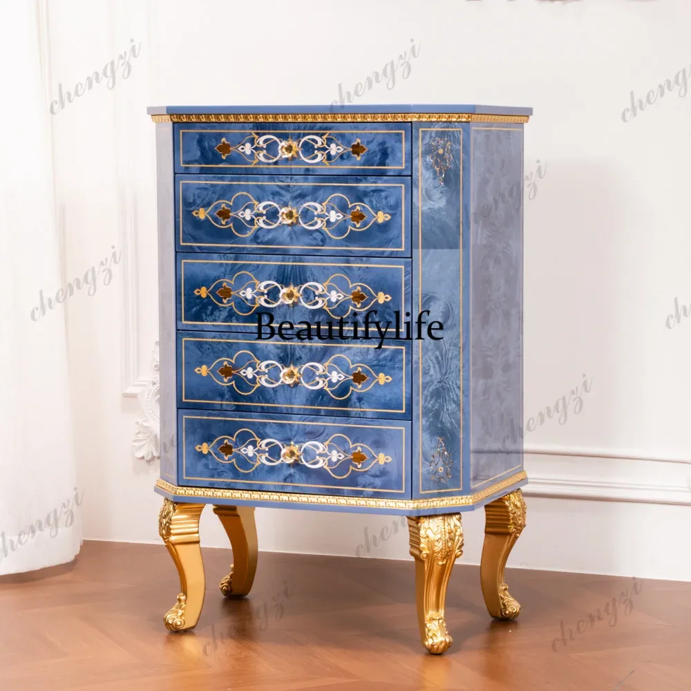 M178 French retro carved chest cabinet American solid wood locker art light luxury decorative cabinet
