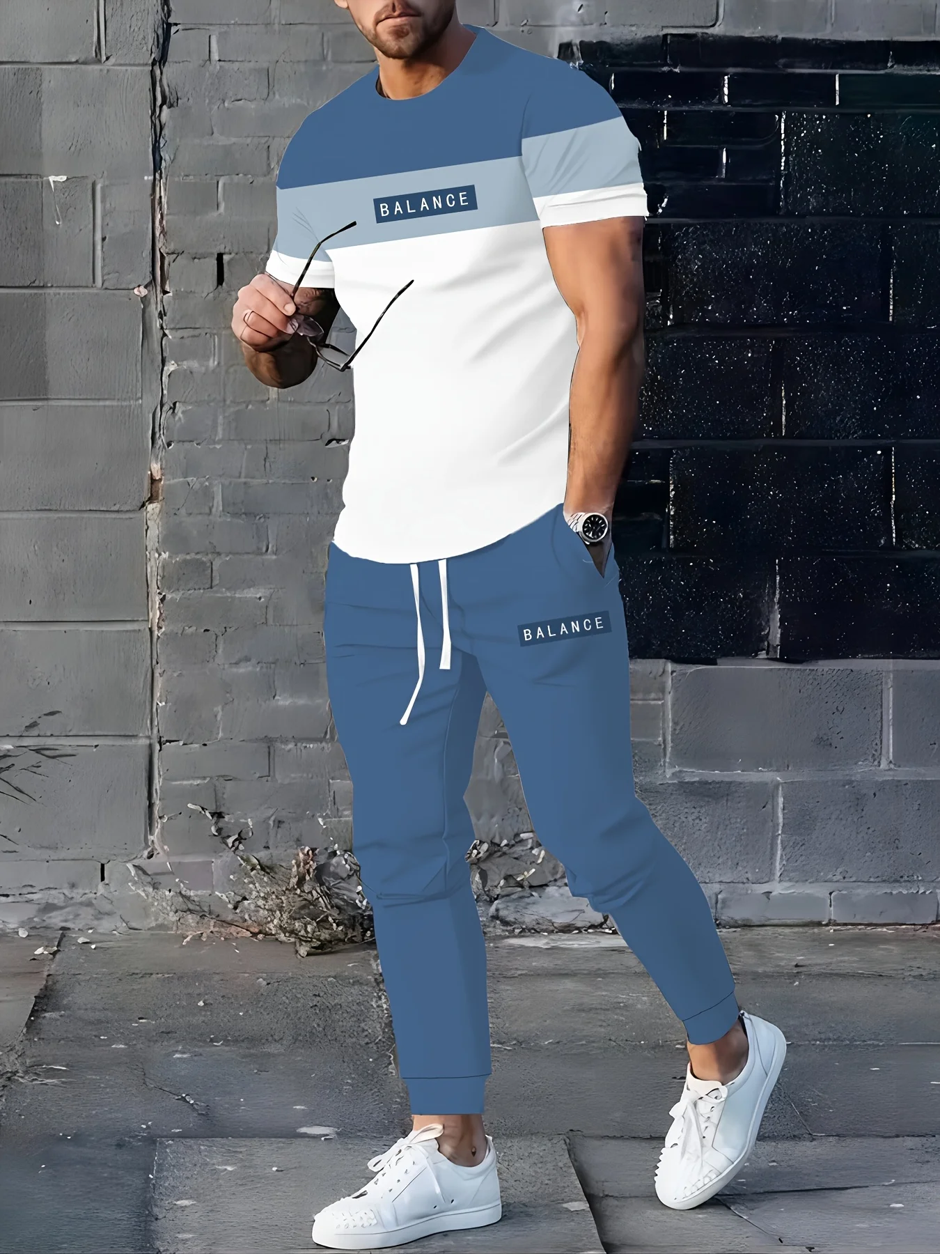 The New Men's Set for Summer 2025 3D Printed Casual Modern and Simple Style Outdoor Sportswear