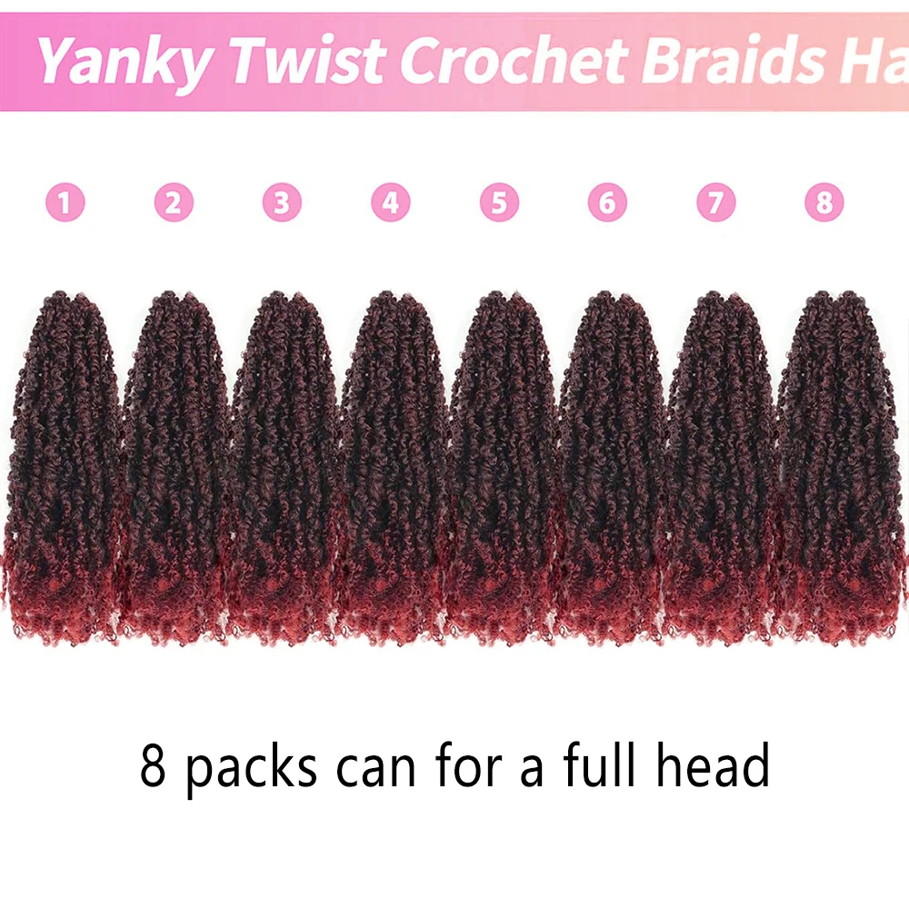 Yanky Twist Crochet Hair 12 Inch Pre Looped Mini Twist Yankee Twist Micro Yaki Twist Synthetic Curly Crochet Hair Extensions
