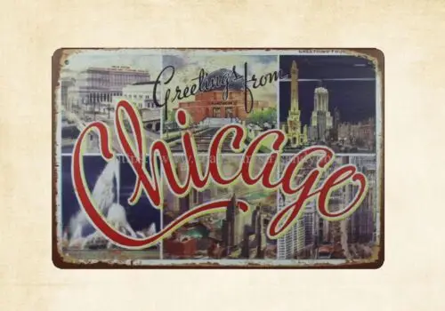 greeting from Chicago metal tin sign our home decor