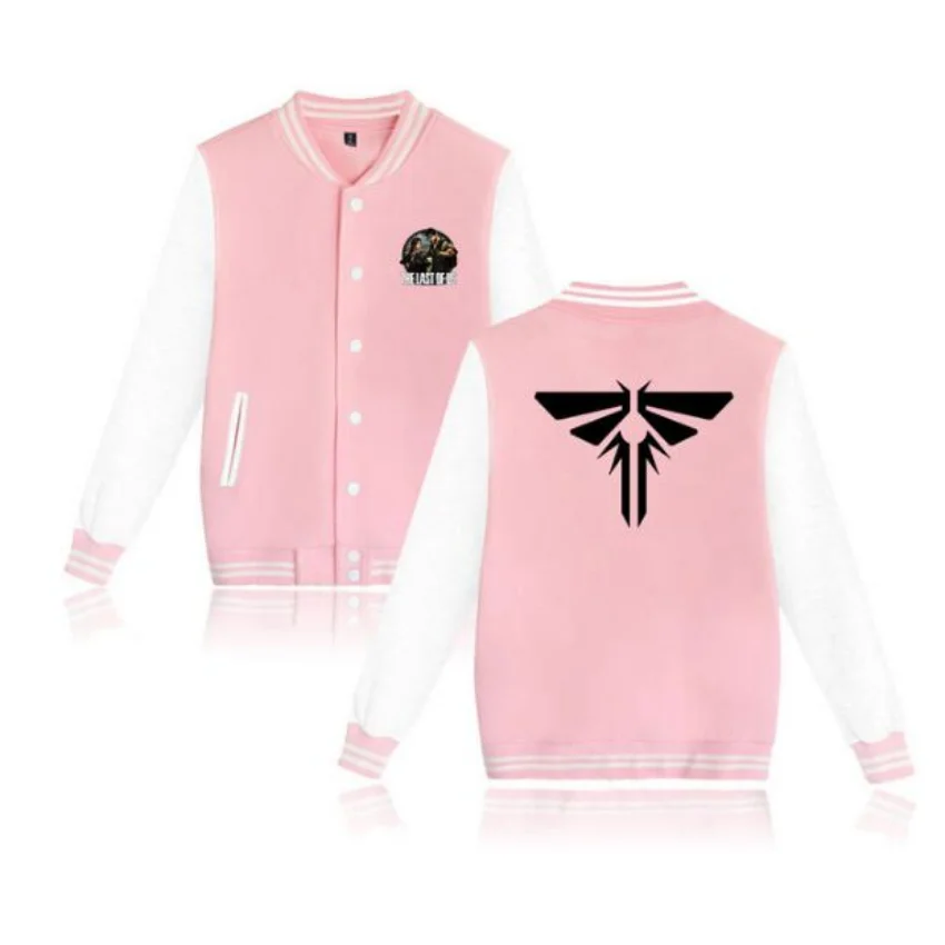 

The Last of Us Baseball Uniform Fleece Jacket Women Men Harajuku Streetwear Hip Hop Long Sleeve Pink Hoodie Sweatshirt Outerwear