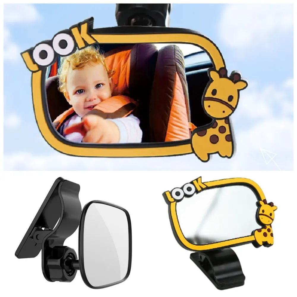 

360 Rotation Baby Car Mirror Cartoon Car Back Seat Rear View Facing Headrest Mount Child Kids Infant Safety Monitor Accessories