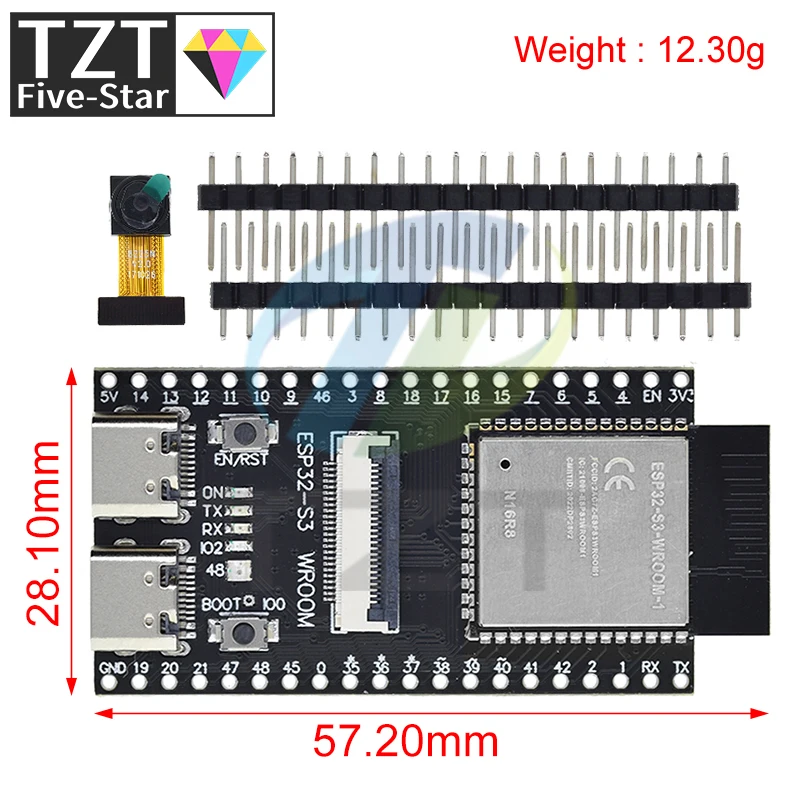 Imagem -02 - Tzt Cam Placa de Desenvolvimento Cam Wifi Módulo Bluetooth Câmera Ov2640 Wroom N16r8 Esp32-s3