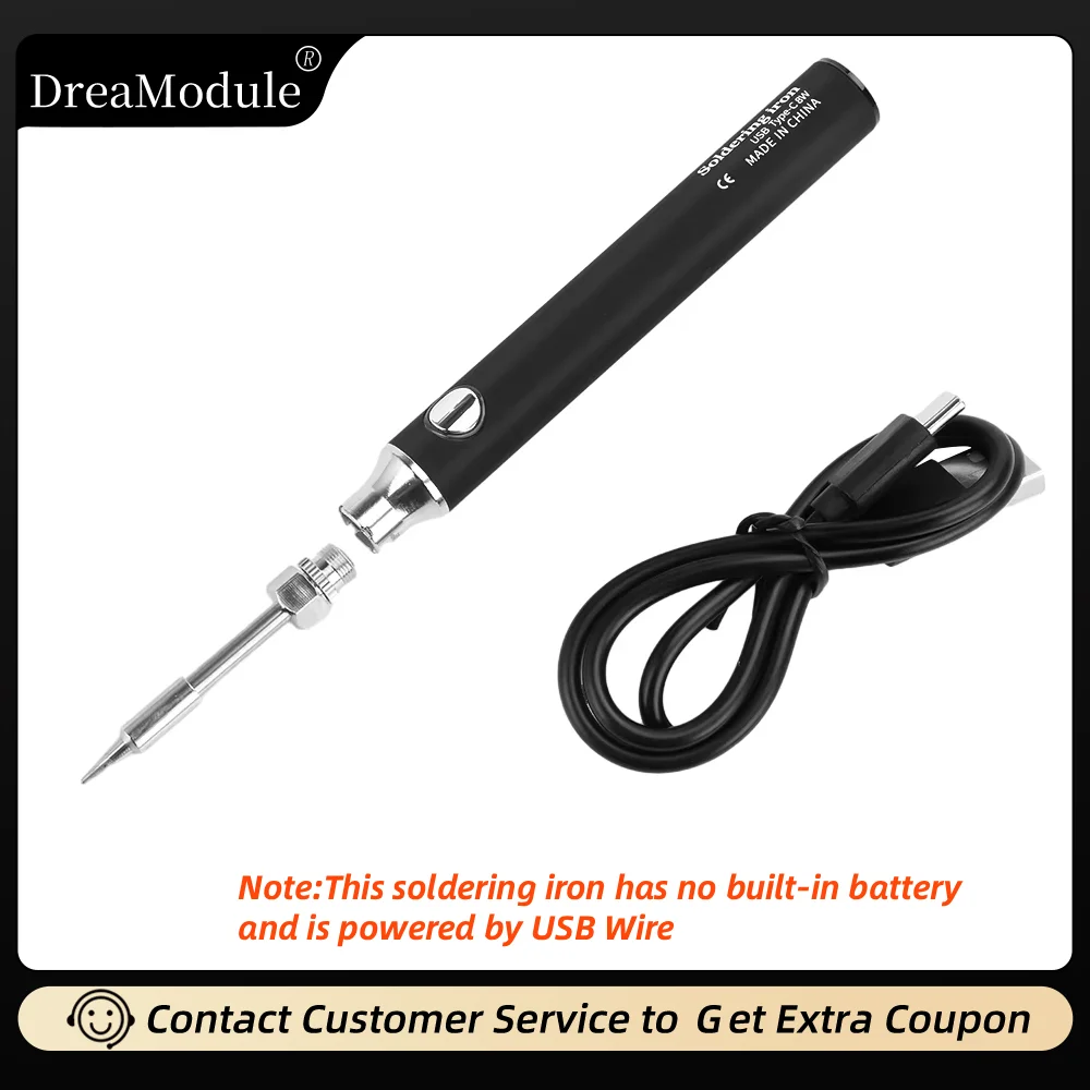 Kein Batteriemodell, USB-Lötkolben, Typ C, drei Stufen der Temperaturregelung, schnelles Aufheizen, Lötkolben-Set, DC5 V, 2 A, 8 W
