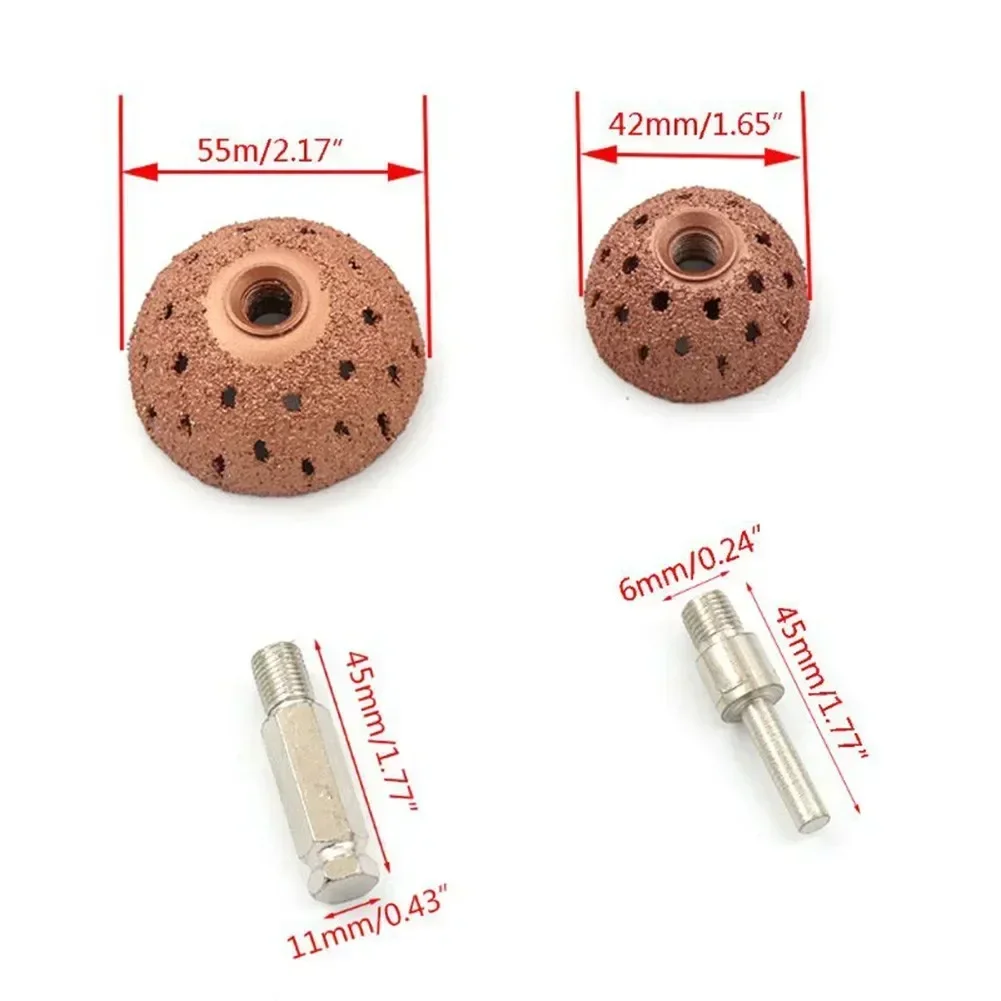 Tire Grinding Head Tungsten Steel Rasp Buffer Ball 42/55mm Buffing Wheel Hex/Round Arbor Adaptor Tyre Repair Hand Tools