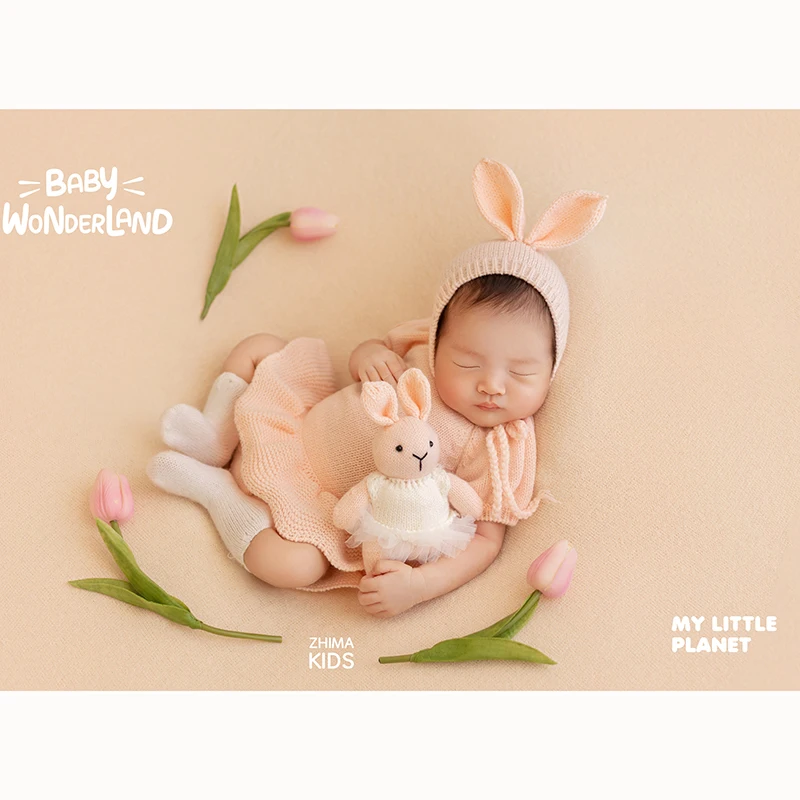 

Rabbit baby full moon photography props clothing baby girls newborn photography clothing hats children's photography