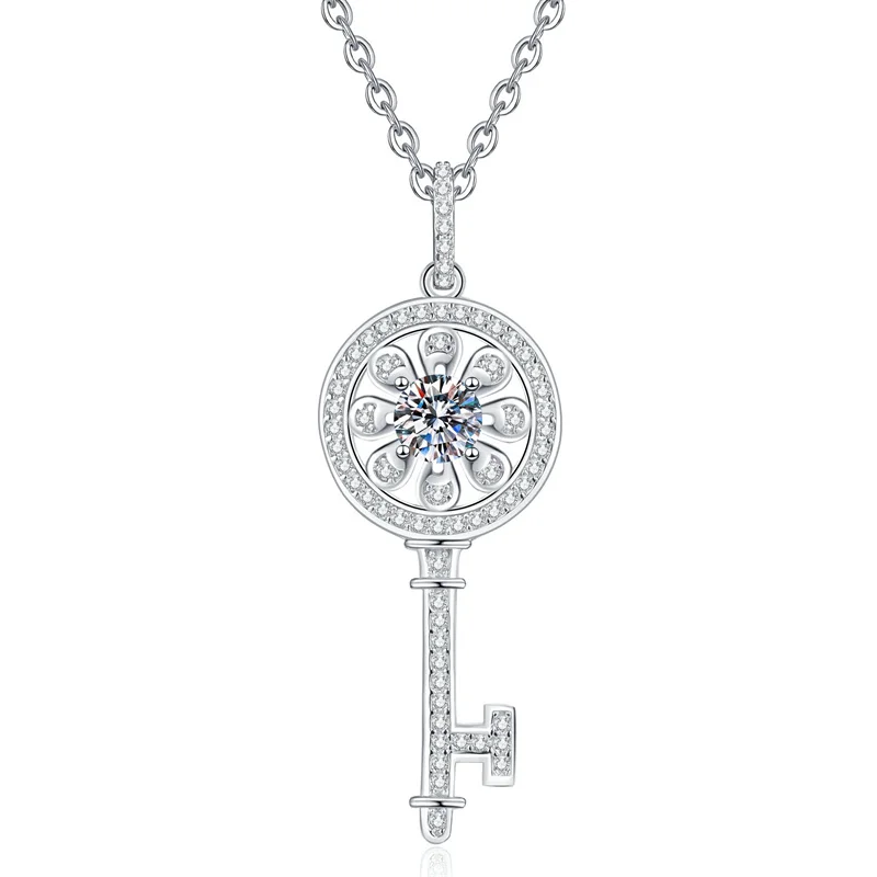 

ZFSILVER модный тренд, классическое серебро 925 пробы, 2 карата, муассанит, подсолнух, ожерелье с ключом, очаровательные женские аксессуары, вечерние ювелирные изделия, подарок XL466