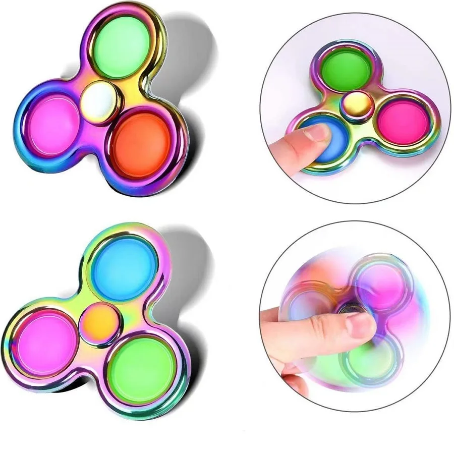 Jouet Sensoriel en Alliage D.lique Arc-en-ciel pour Adultes et Enfants, Mini Fidget Popper, Spinner du Bout des Doigts, Souligné par les Instituts Volants