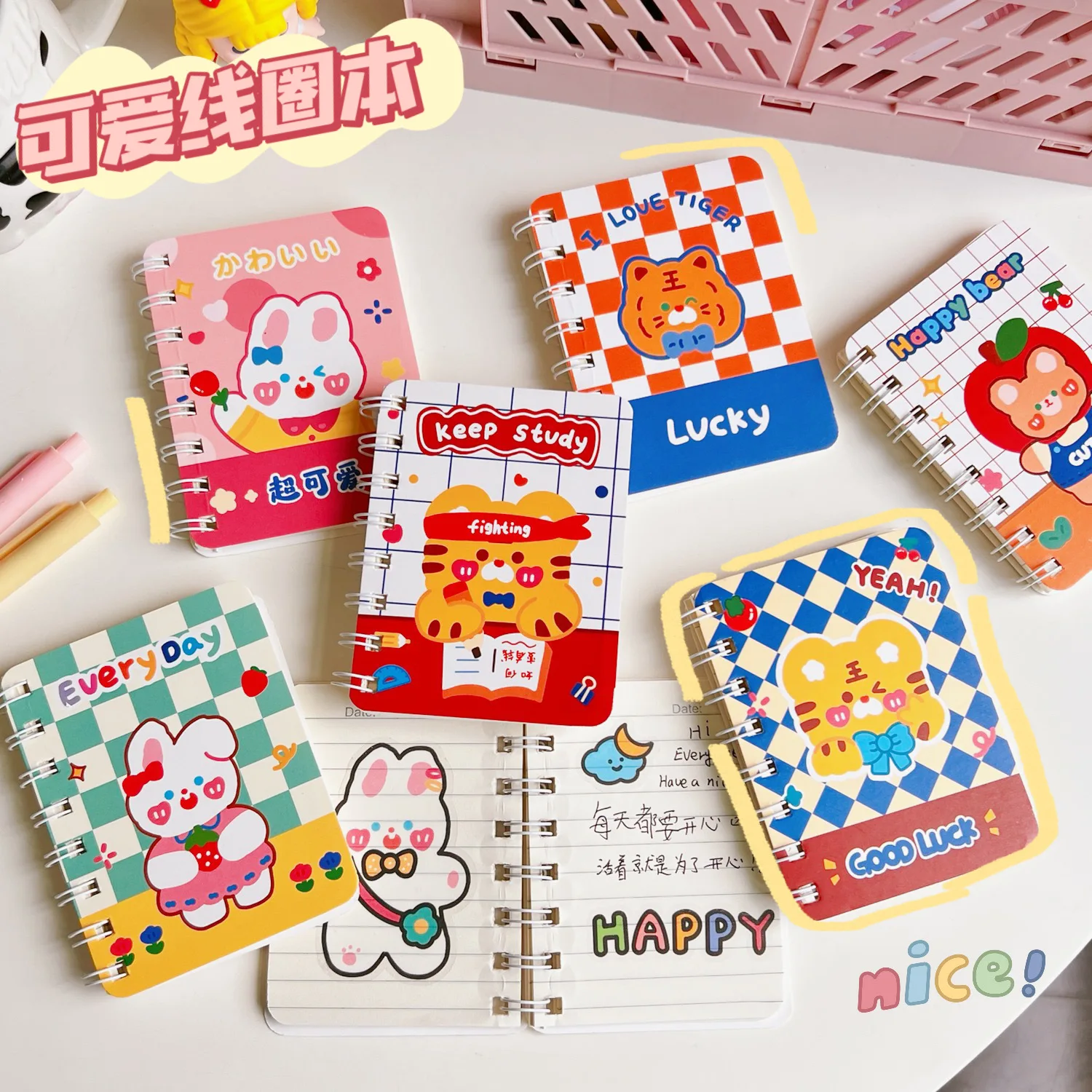 Journal Notebook Small Coil Notebook Cartoon Notebooks Cute Sweet Mini Portable Portable Pocket Notepad Students Memo