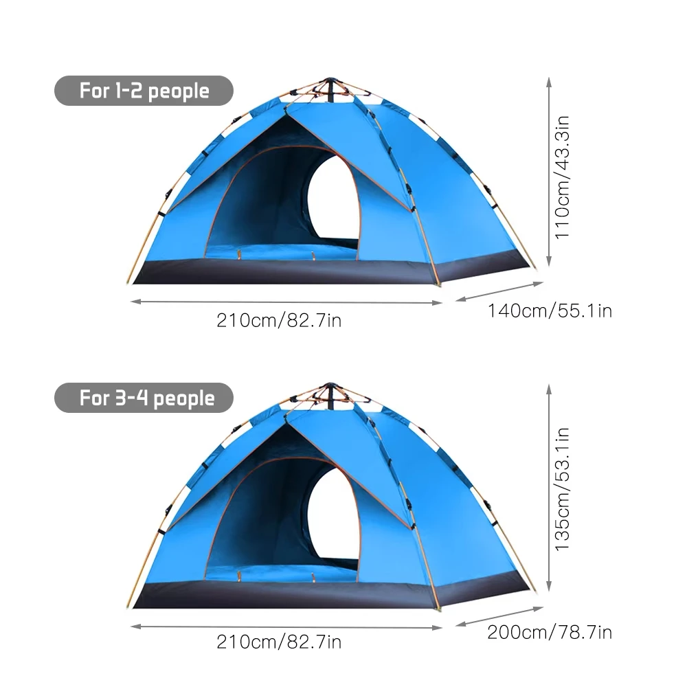 New Camping Automatic Tents Family Outdoor Tourist Tent 4 Seasons Waterproof 1-4 People Travel Tent Sun Beach Protection