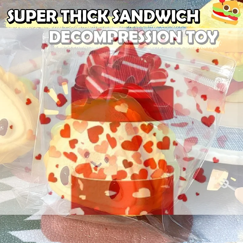 

Игрушка-антистресс «Мультяшный сэндвич-тост»: милый мягкий моти-гамбургер, игрушка-фиджет для детей и взрослых, подарок