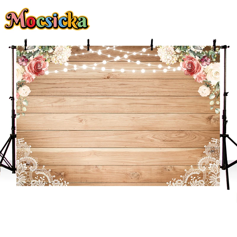 งานแต่งงานฉากหลังสำหรับถ่ายภาพเจ้าสาวเจ้าสาวตกแต่งพื้นหลังสำหรับ Photo Studio ไม้กำแพงดอกไม้ Photocall Prop