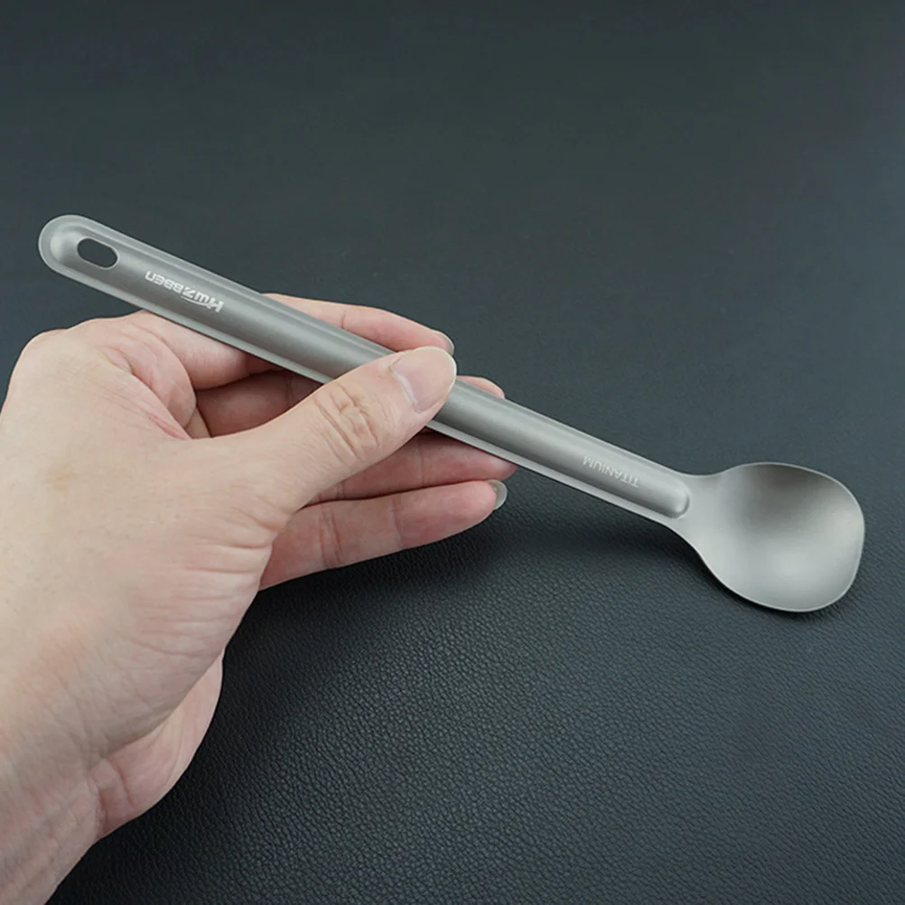 

Long Handle Titanium Spoon 1 Piece Heavy Duty Lightweight Camp Spoon for Backpacking Travel Cooking Serving Soup Stew Porridge