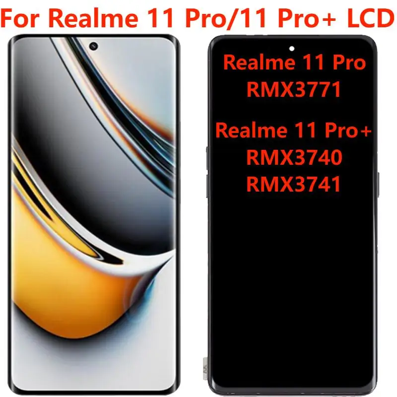 

6.7" AMOLED Original For Realme 11 Pro RMX3371 11 Pro+ RMX3740 RMX3741 LCD Display With Frame Touch Screen Digitizer Assembly