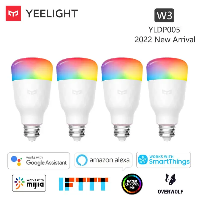 Yeelight LED bulb multicolor W3 yldp005 E27 WiFi app 900lm 1700-6500k-240v 8W work with Google Home Alexa IFTTT Mijia