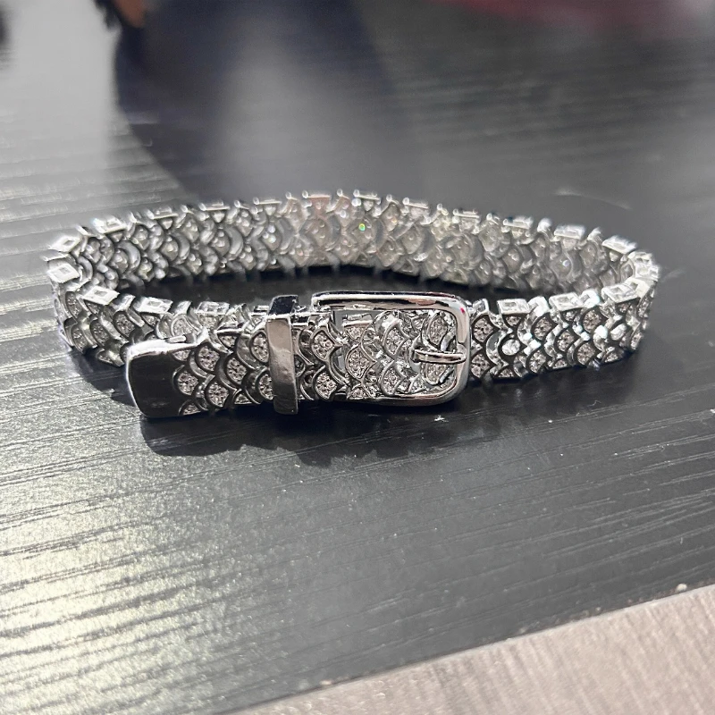 

2025New 925 sterling silver mermaid clasp full diamond bracelet unisex niche design high-end temperament pulseras de mujer