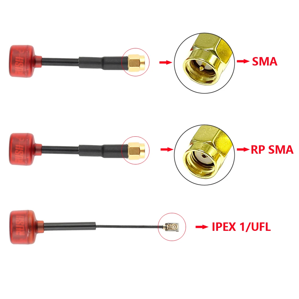 RUSHFPV Cherry 2 II 5,8G 1.8DBI FPV antena LHCP RHCP SMA UFL IPEX MMCX para FPV Freestyle Drones digitales analógicos piezas de bricolaje