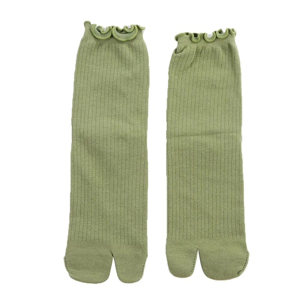 

Модные дышащие женские носки с раздельным носком, оборками, из хлопка, средней длины, с двумя пальцами