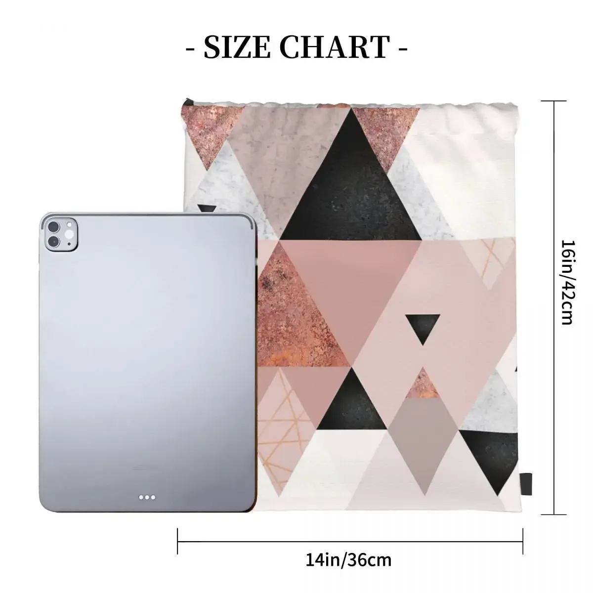 Geometric Compilation In Rose Gold And Blush Pink Backpack Portable Drawstring Bags Drawstring Bundle Pocket Shoes Bag BookBag