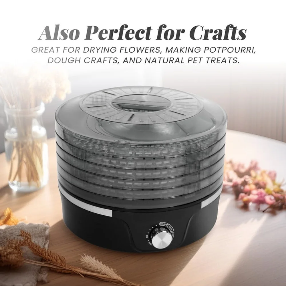 Voedseldroger Verstelbare temperatuur 5 dienbladen 350 W BPA-vrij Drogen Fruit Groenten Kruiden Vlees Snacks Vaatwasmachinebestendig