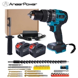 21V Brushless Electric Drill Battery 6000 MAh Super Power Upgrade Fixed Grip 2 Variable Speed 20+3 Torque (32 Accessories Bag)