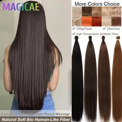 28Inches 3Pcs 300grams Braids Crochet Twist Silky Straight Orange Ombre Brown 6# P12/16/613 Braiding Synthetic Hair Extension