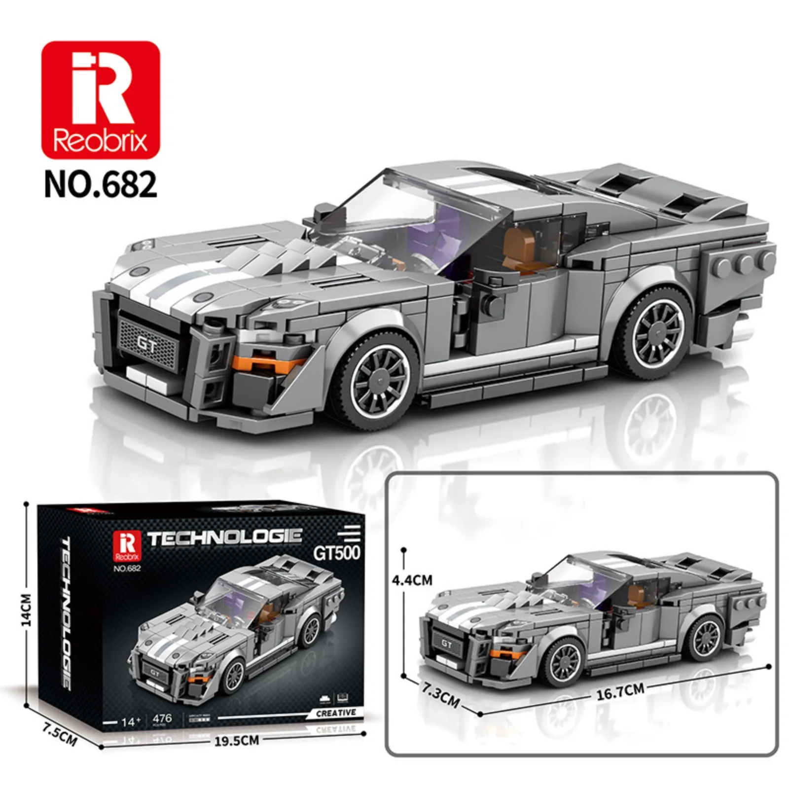 

Reobrix 672-828 1:24 Scale Sports Car Model Mini Building Blocks Set, Simulation Assembly Toys Bricks Gift for Kids & Adults