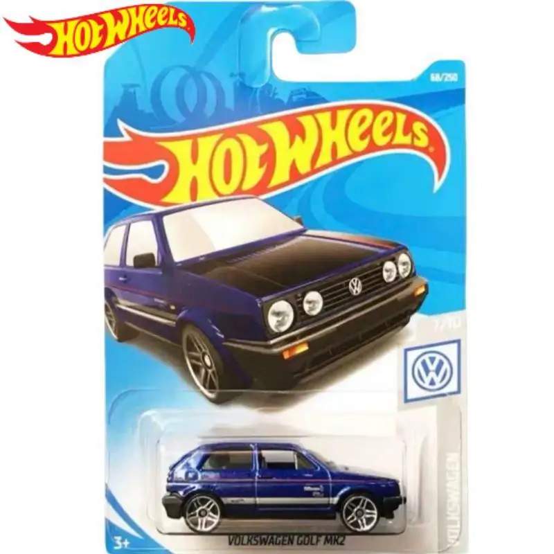 

Оригинальные автомобили Hot Wheels Volkswagen Golf Mk2 1/64, металлическая литая модель, игрушечный транспорт, подарки на день рождения для мальчиков