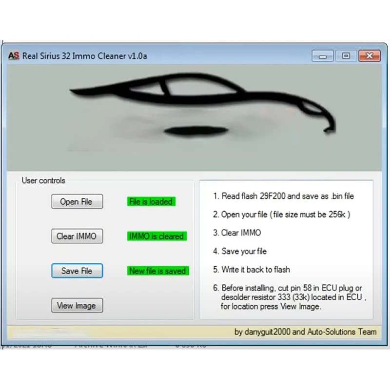 For Renault For Dacia Real Sirius 32 Immo Cleaner V1.0a Sirius 32/34(N) Immo Remover 2in1 Software Support 29F200 256kB File