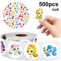500pcs Cartoon Catch Teenieping Diy Stickers Anime Seal Label Decorative Cartoon Kids Party Candy Rolls Stickers Toys