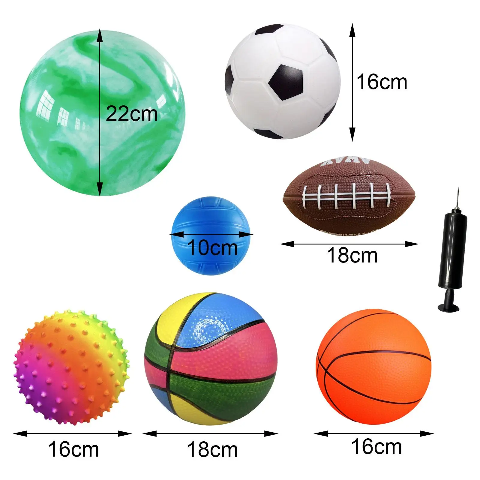 7Pcs Kids Toy Balls Beach Balls Rugby Sports Balls Gifts for Boys Girls