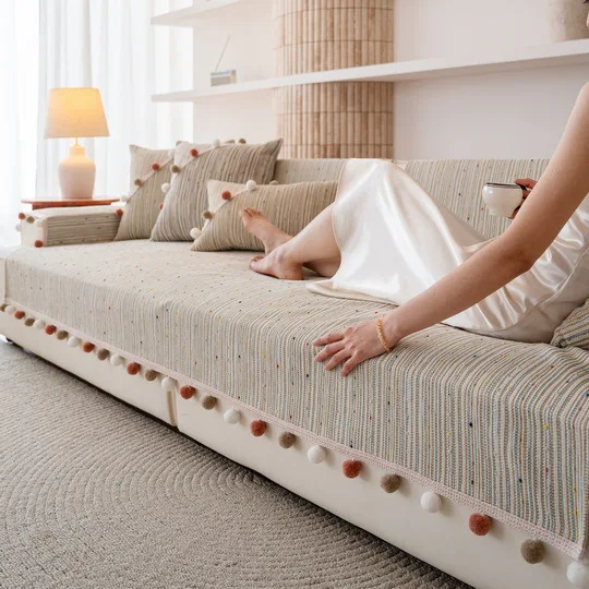 Chenille Sofa Cushion Fabric Four Seasons Universal Non-Slip Cushion Cute Chinese Style Simple Style Sofa Cover Towel