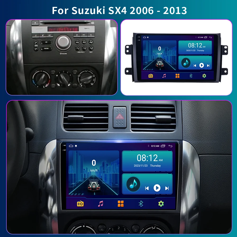 2 Din Android 13 For Suzuki SX4 2006-2013 Car Radio Multimedia Player GPS Navigation Carplay autoradio QLED Stereo Head Unit 4G