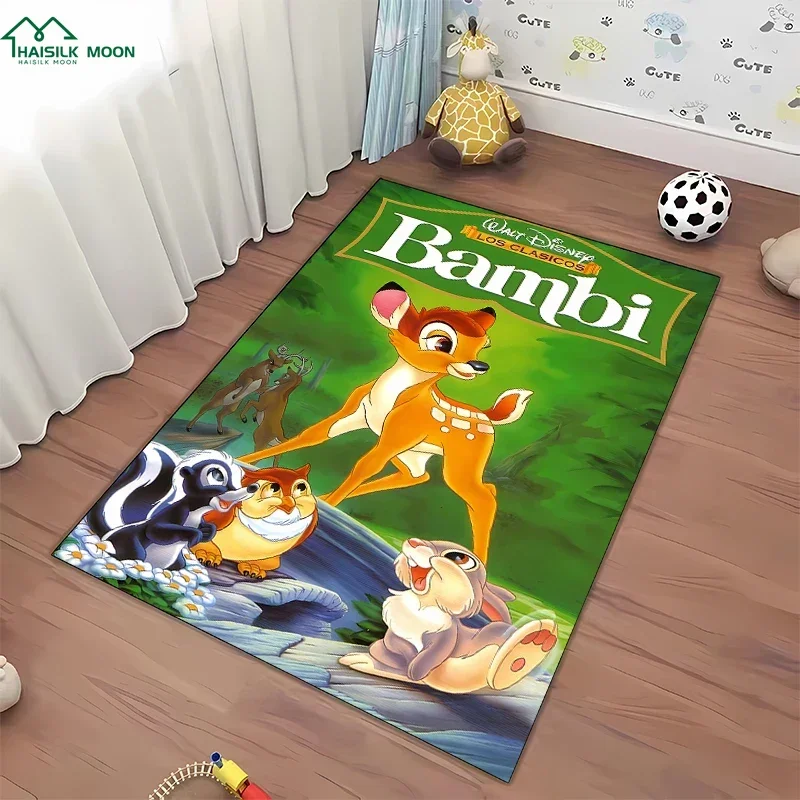 1PC Disney Bambi Print Fawn Rugs for Living Room Bedroom Dining Kitchen Office Bathroom Non-Slip Large Decor Carpet Outdoor Rug