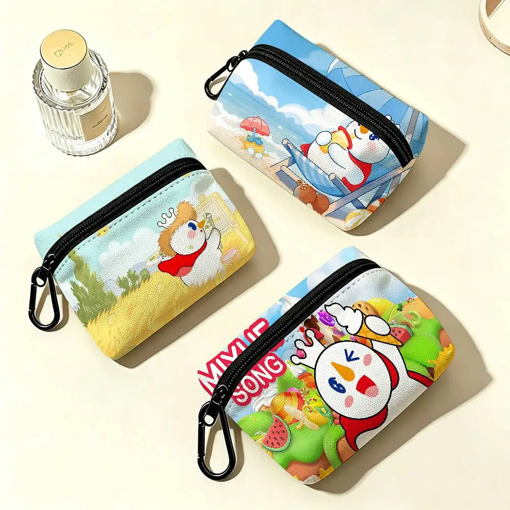 Cute Mixue Ice Cream & Tea Logo Waterproof Oxford Cloth Zipper Wallet Portable Hanging Small Coin Purse For Travel