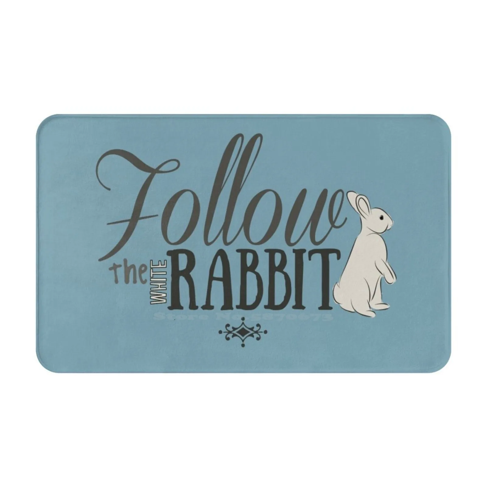 

Follow The White Rabbit 3D Household Goods Mat Rug Carpet Foot Pad Alice In White Rabbit Typography Cinema Follow