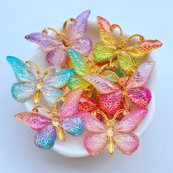 10Pcs/Lot New Acrylic Mixed Butterflies With A Hole Flat Back Scrapbooking Hair Bow Center Embellishments DIY Accessories C78