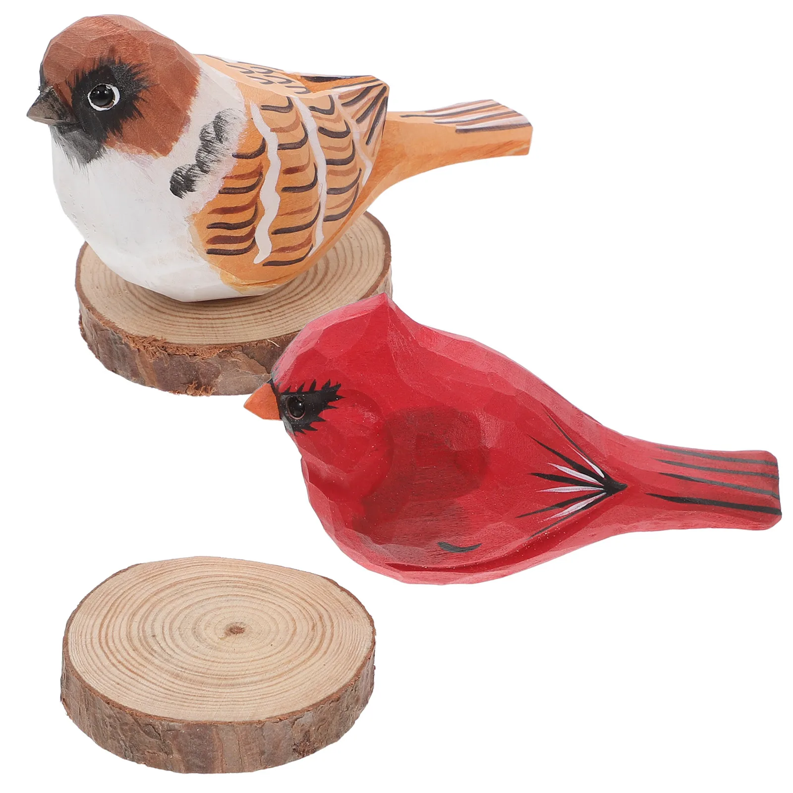 

2 шт. деревянные статуи воробья, резные фигурки красных кардинальных птиц, домашний офис, садовый декор, символ удачи