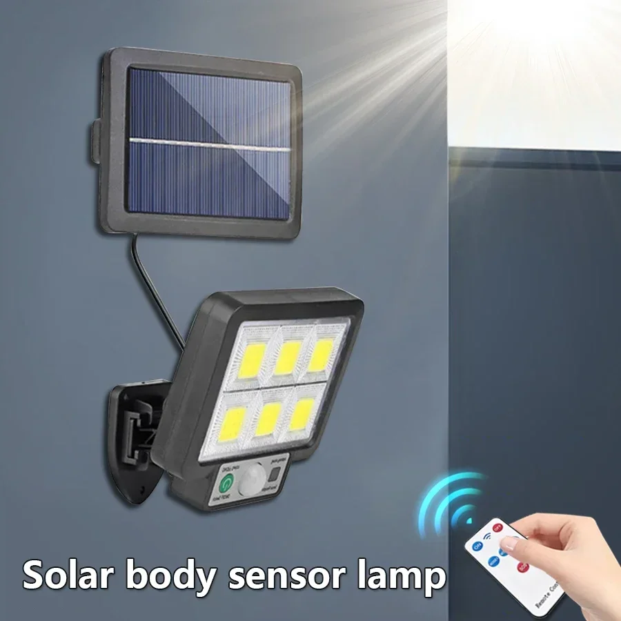 

Outdoor Led Solar Light Wall Porch Lamp with Remote Control COB Motion Sensor Human Body Infrared GarageYard Garden Lighting