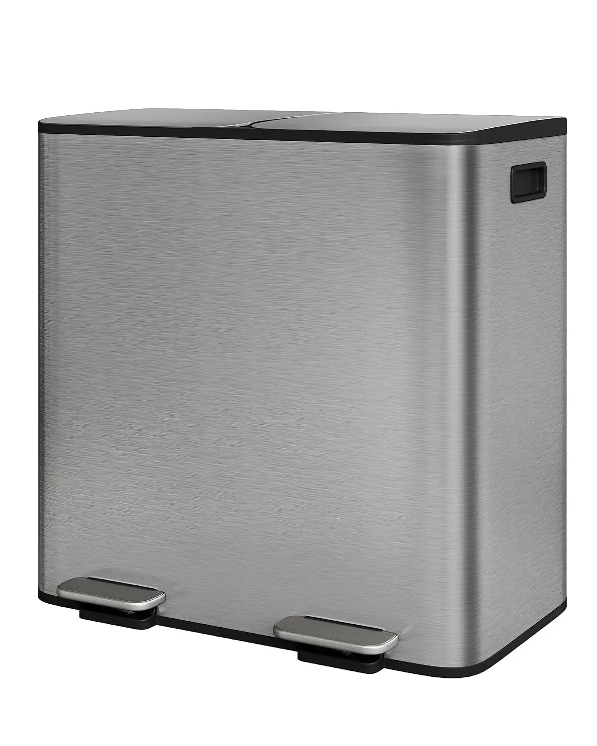 Garvee Home 2 x 10.6 gal Stainless Steel Double Trash Can with Lid for Kitchen, Large Dual Trash and Recycle Bin Combo, Step-on Kitchen Metal Garbage Cans, PP Inner Buckets, Liner Rim
