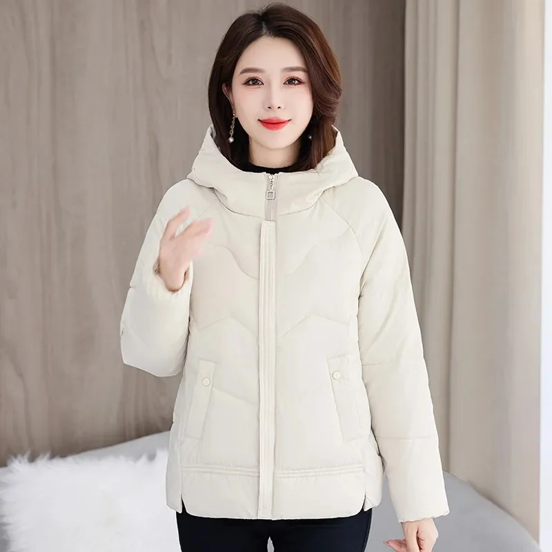 Veste à capuche en coton épais pour femmes, manteau en cuir PU, parkas monochromes, vêtements d'extérieur pour femmes, mode d'hiver, nouveau, 2024