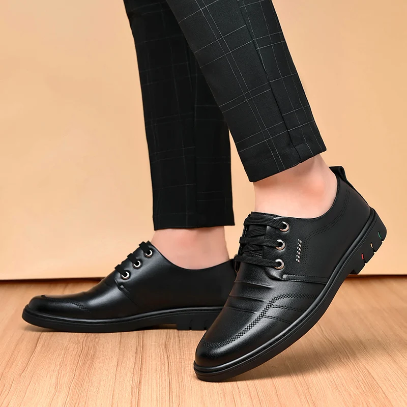 

Genuine Leather Mens Dress Shoes Black Formal Social Shoe Male Business Wedding Derby for Man Luxury Italian Oxford Loafers 2024