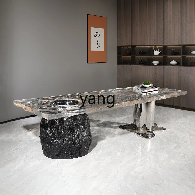 LH Transparent Irregular Water Corrugated Desktop Coffee Table Epoxy Iceberg Tea Table