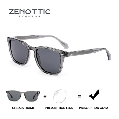 ZENOTTIC Acetato UV400 Gafas de sol polarizadas Prescripción personalizada Mujeres Hombres Gafas de sol ópticas cuadradas