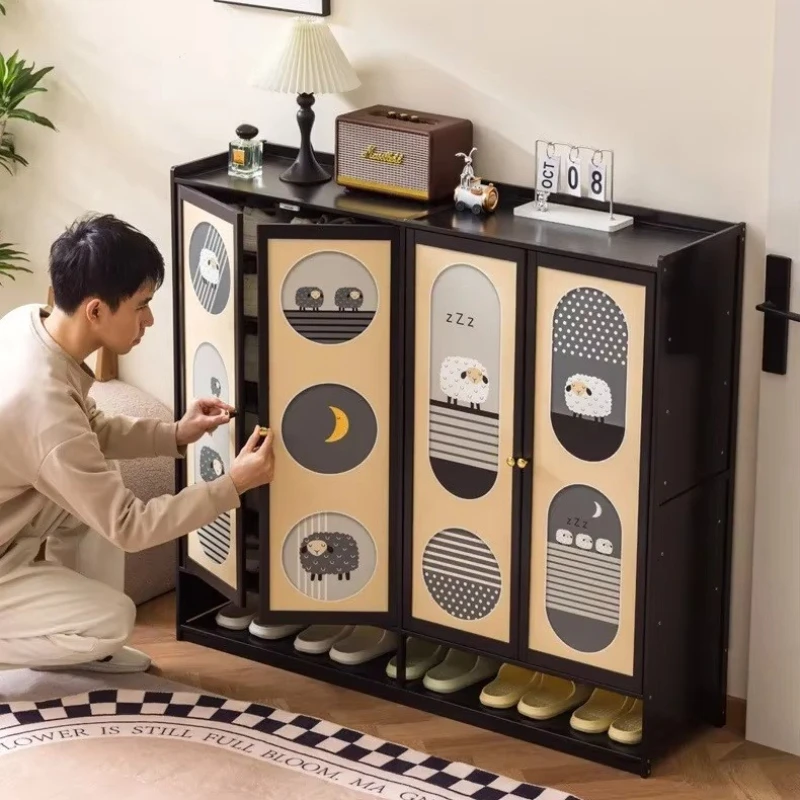 Light luxury multi-layer shoe cabinet, multi-layer large capacity shoe rack, dust-proof storage cabinet, entrance cabinet