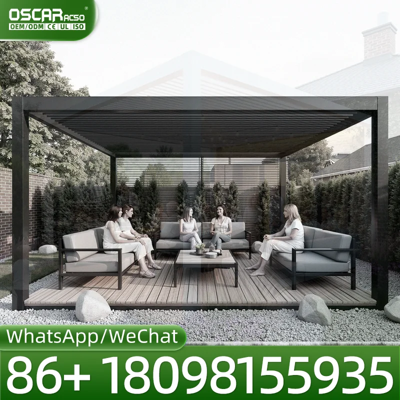 Aluminum Pergola Louver Roof Gazebo Outdoor Metal Arbours Transportable Metal Buildings Patio Garden Backyard pergola