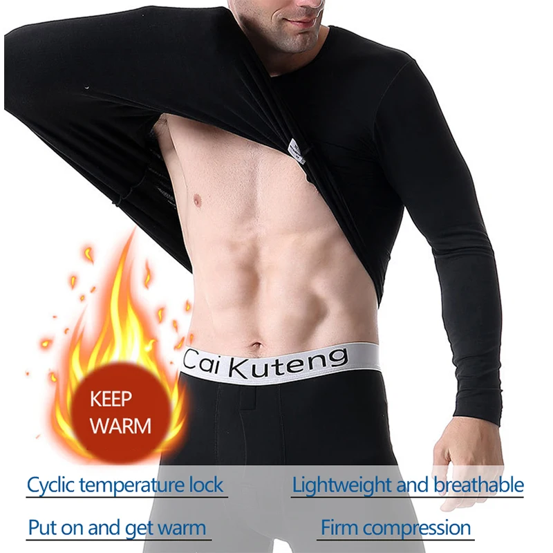 Long Johns Thermal Underwear for Men Layer Set for Cold Weather 2 Pieces Sets Crew Neck Top and Bottom Sets Loungewear