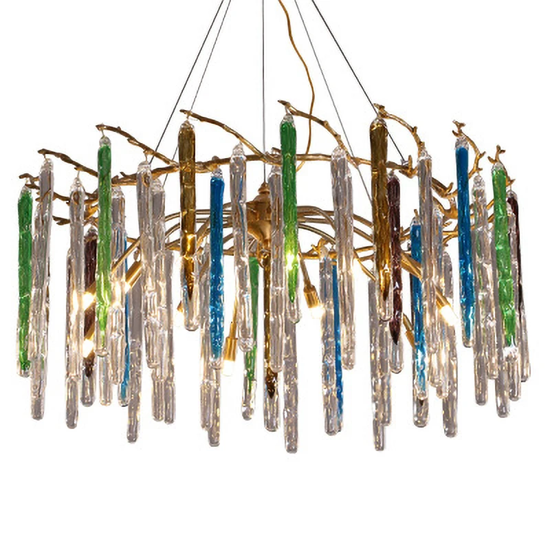 Modern Crystal Chandelier Lighting Colorful Pendant Hanging Light Luxury Glass Drops   Restaurant